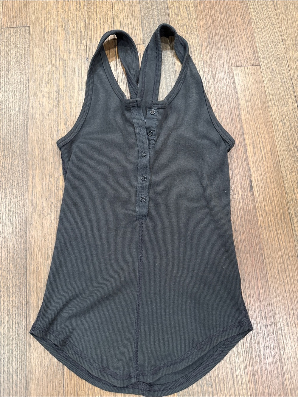 We The Free Black Ribbed Henley Racerback Tank
